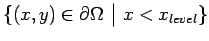 $\displaystyle \{(x,y)\in\partial\Omega  \big{\vert}  x<x_{level} \}$