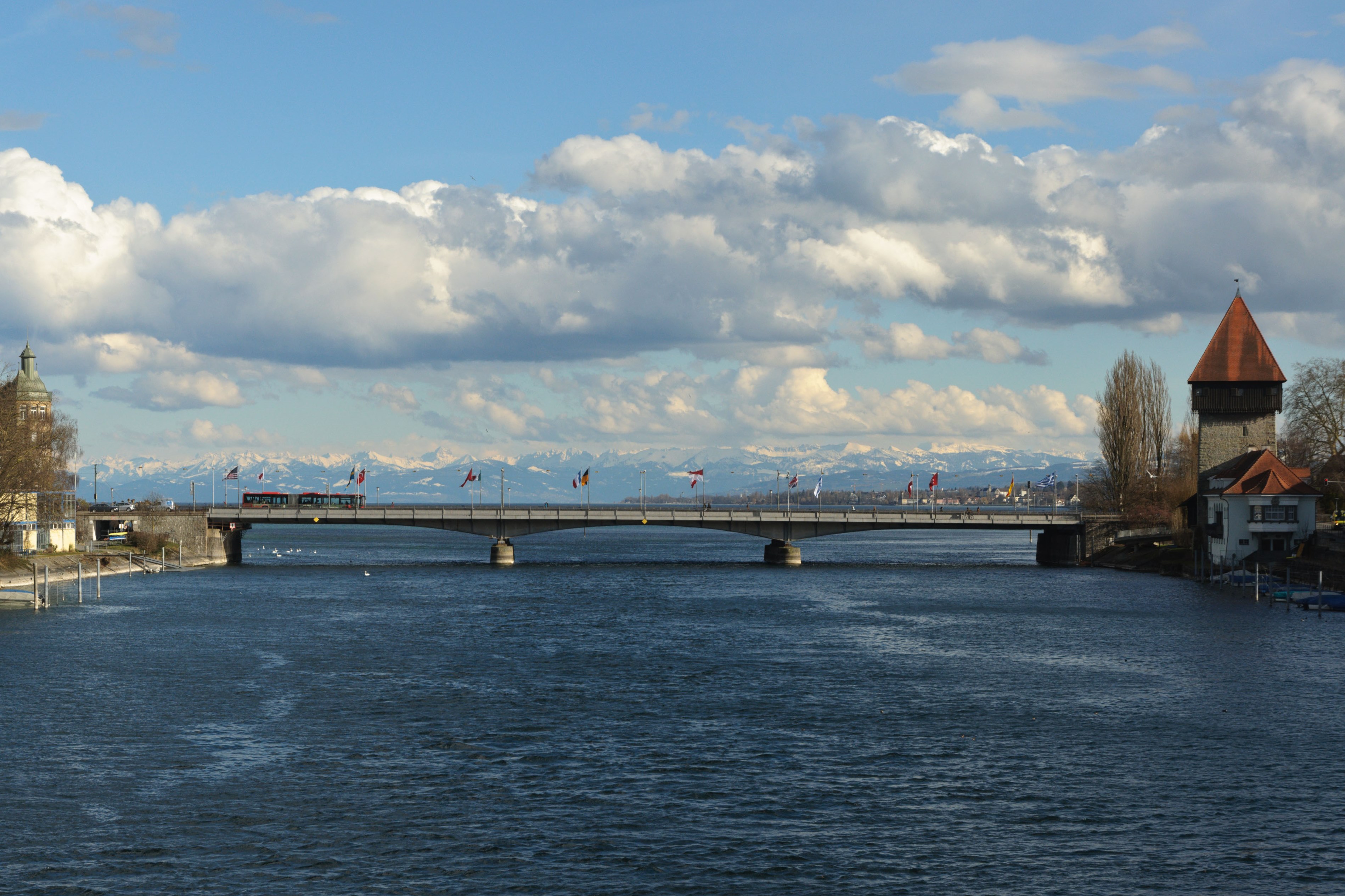 Rheinbrücke Konstanz -- By Martingarten (Own work) [CC BY-SA 3.0 (http://creativecommons.org/licenses/by-sa/3.0)], via Wikimedia Commons, cropped